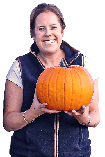 Emily holding a pumpkin